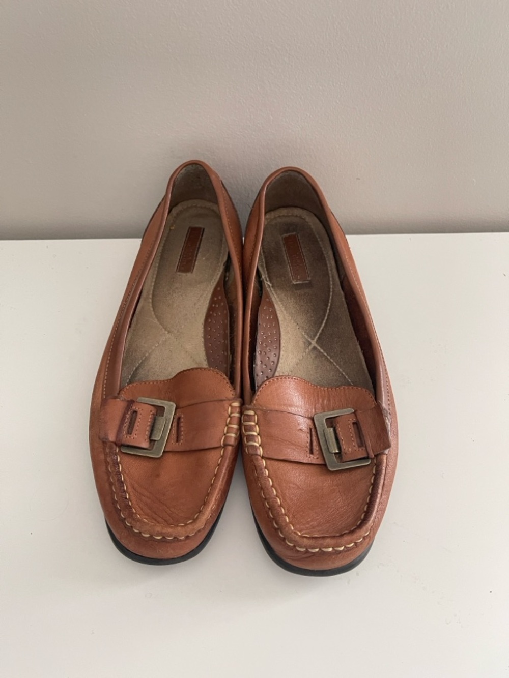 Thom McAn Women's Brown Leather Loafers with Buckle